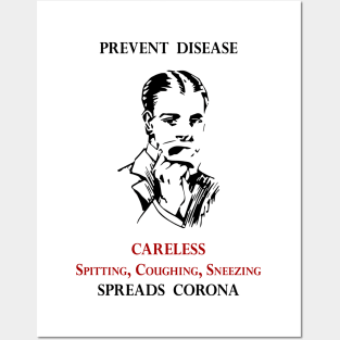 PREVENT DISEASE CORONA Vintage 1920s Health Campaign Posters and Art